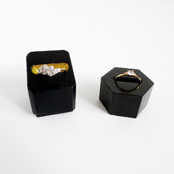 LOT 2 CONCRETE/Stone Minimalist BLOCK & HEXAGON RING HOLDERS/Stands - Picture 2 of 5